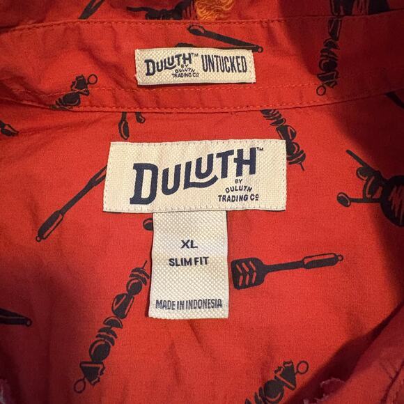 Duluth Clothing Co. Men’s BBQ Print Button-Down Shirt – XL, Red, Short-Sleeve - Picture 5 of 7